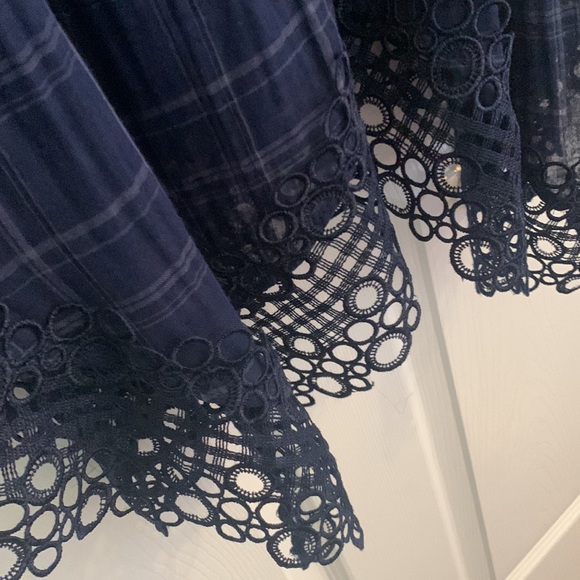 Anthropologie plaid kerchief dress with open weave lace design - Picture 8 of 12